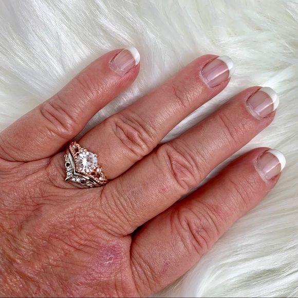 Two-Piece Silver-Rose Gold Ring Set - Picture 4 of 5